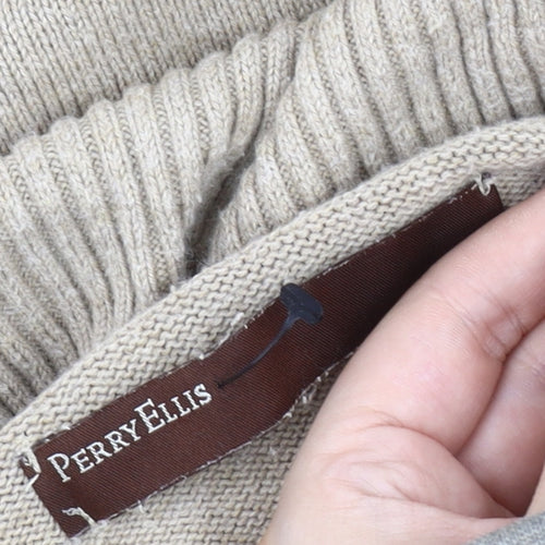 Perry Ellis Men's Beige Roll Neck Pullover Jumper M