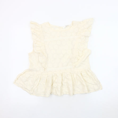 Lost Stock Women Ivory Ruffle Blouse Size M