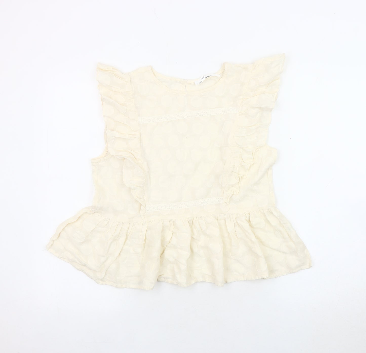 Lost Stock Women Ivory Ruffle Blouse Size M