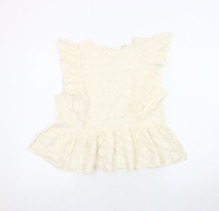 Lost Stock Women Ivory Ruffle Blouse Size M