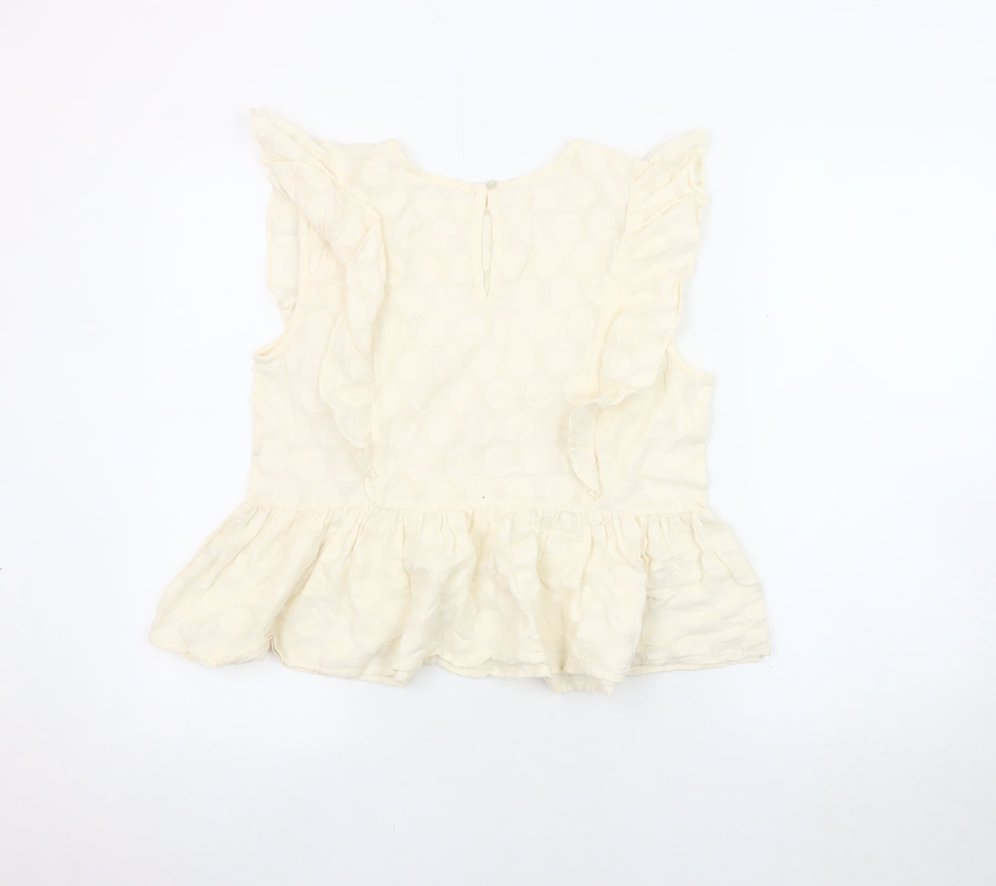 Lost Stock Women Ivory Ruffle Blouse Size M