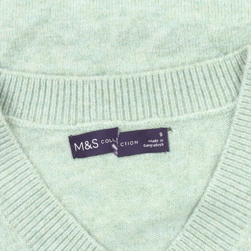 Marks and Spencer Men's Green V-Neck Pullover Jumper S