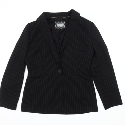 Per Una Women's Black Pinstripe Suit Jacket - Size 12