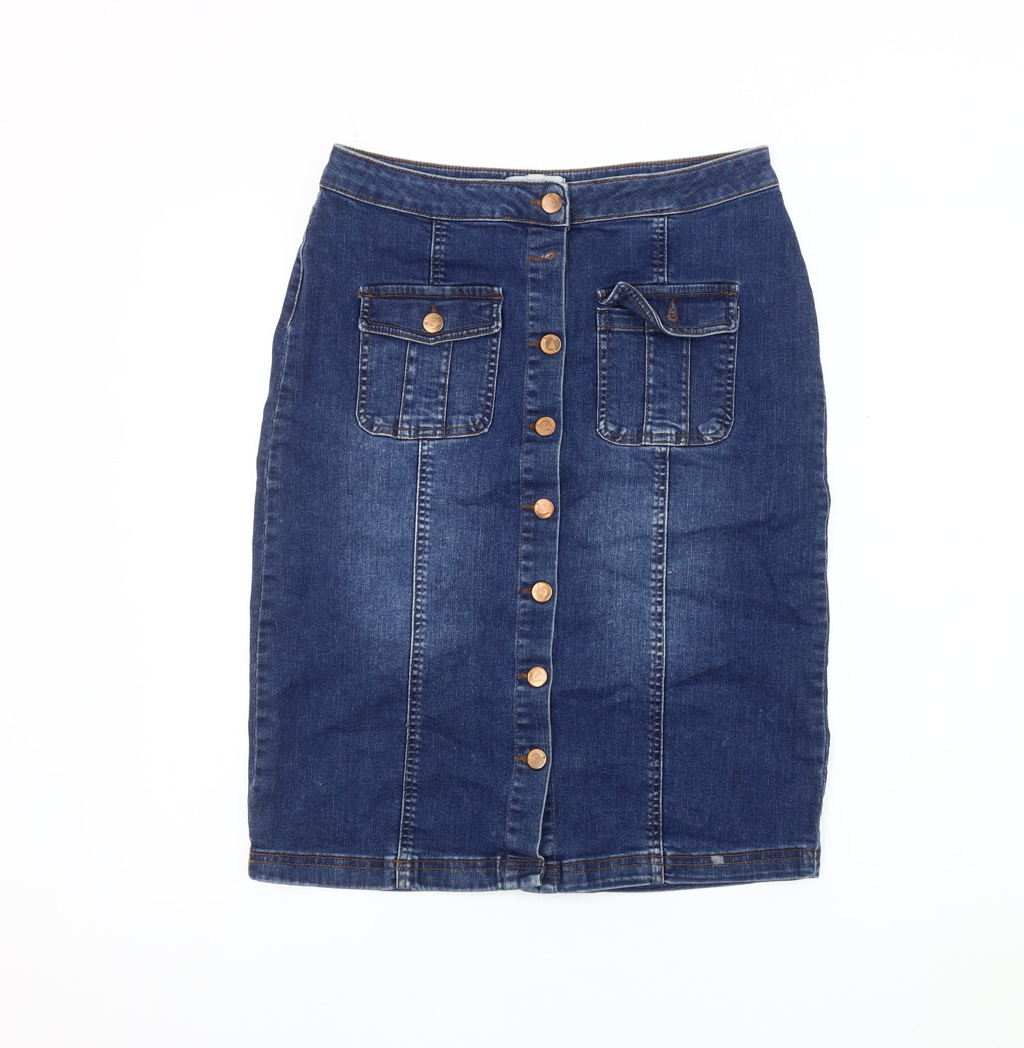 New Look Women's Blue Denim Midi Skirt Size 12
