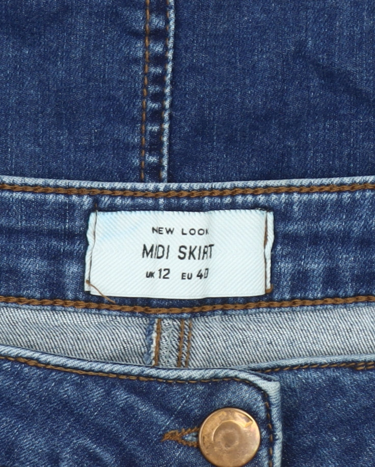 New Look Women's Blue Denim Midi Skirt Size 12