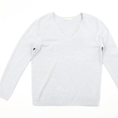 BHS Women's Grey V-Neck Pullover Jumper Size 14