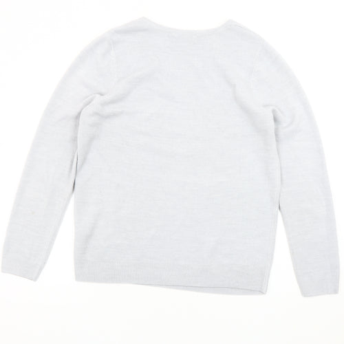 BHS Women's Grey V-Neck Pullover Jumper Size 14