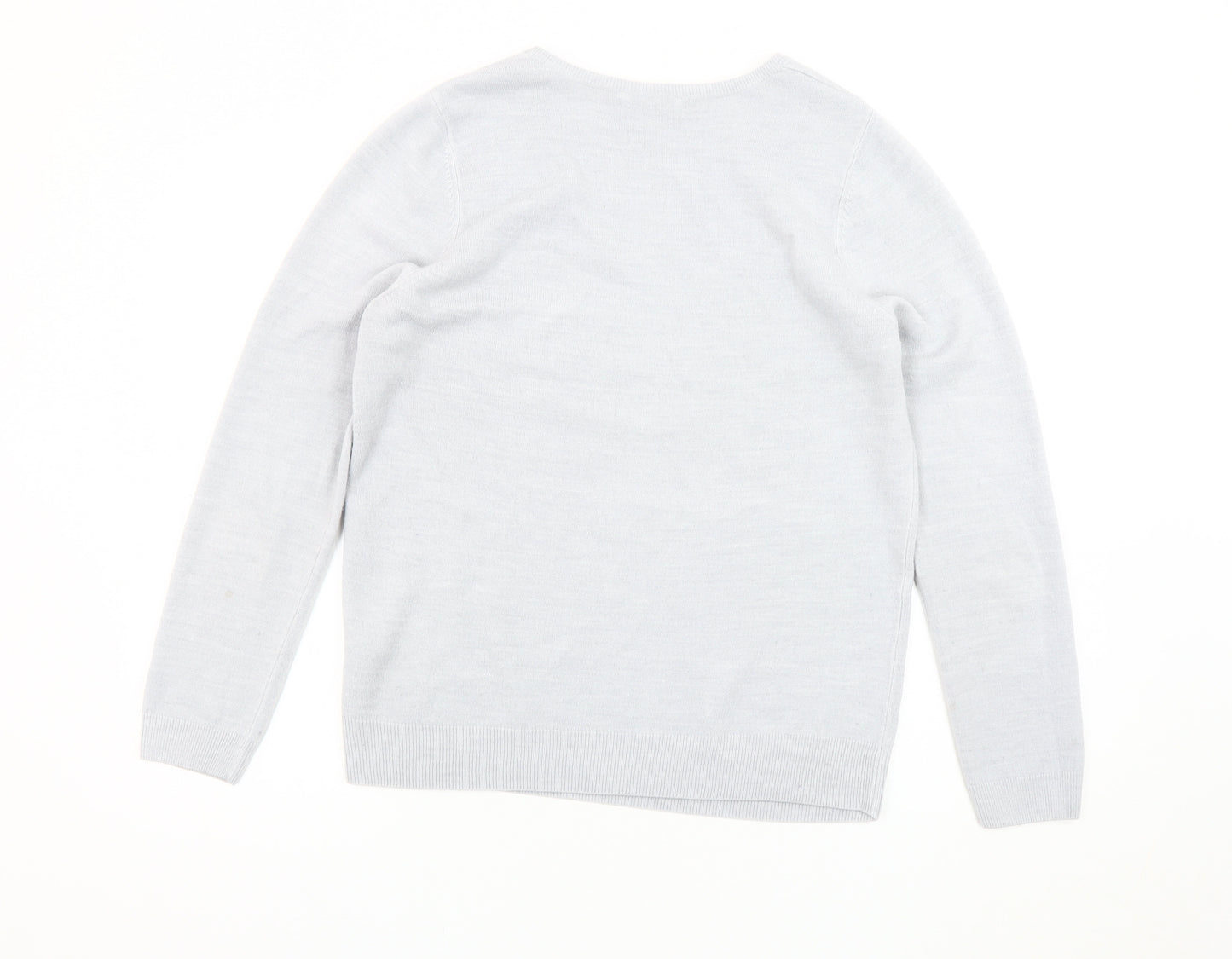 BHS Women's Grey V-Neck Pullover Jumper Size 14