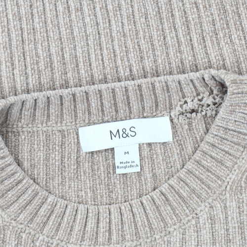 Marks and Spencer Men's Beige Crew Neck Pullover Jumper M