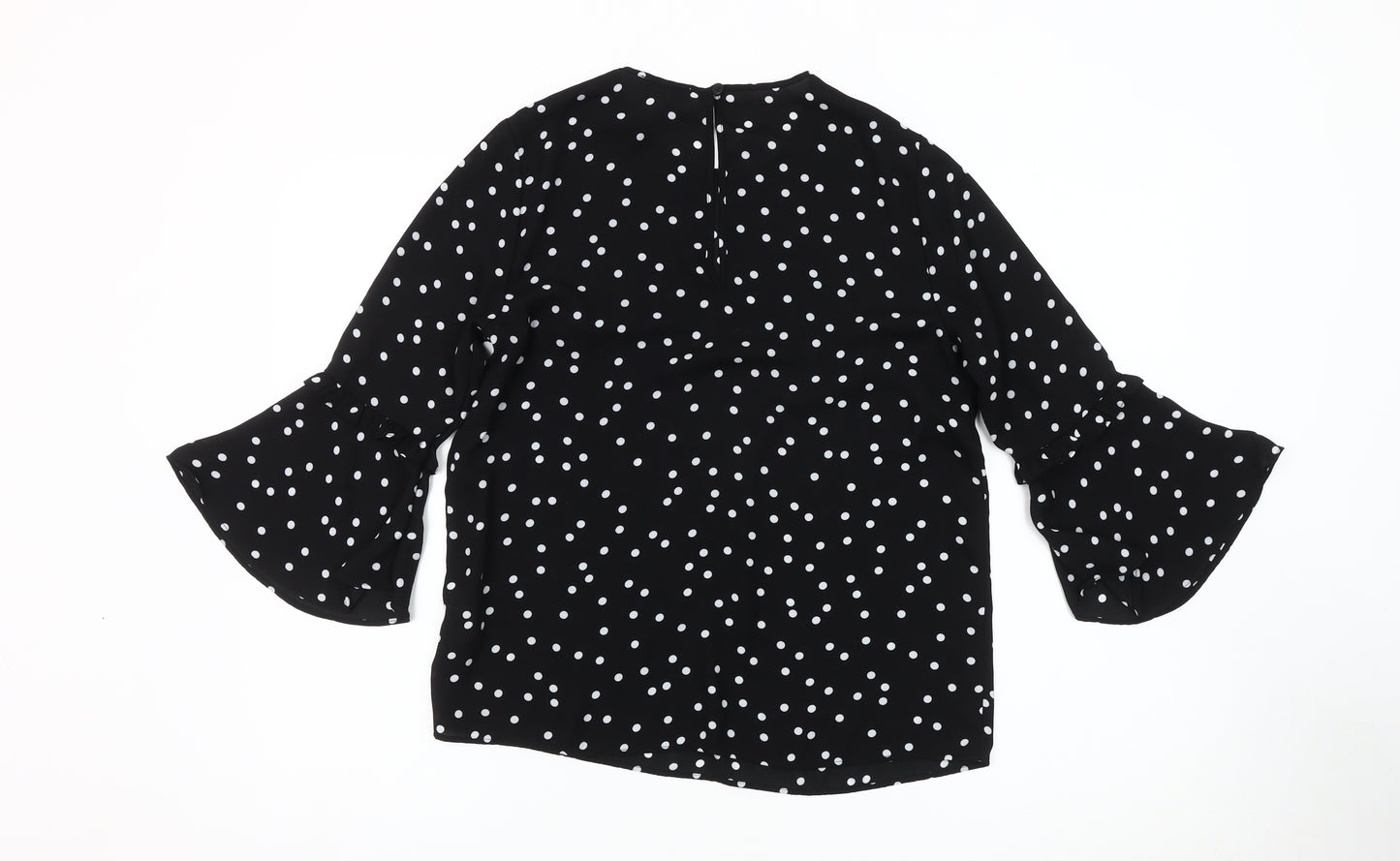 Warehouse Women's Black Polka Dot Bell Sleeve Top