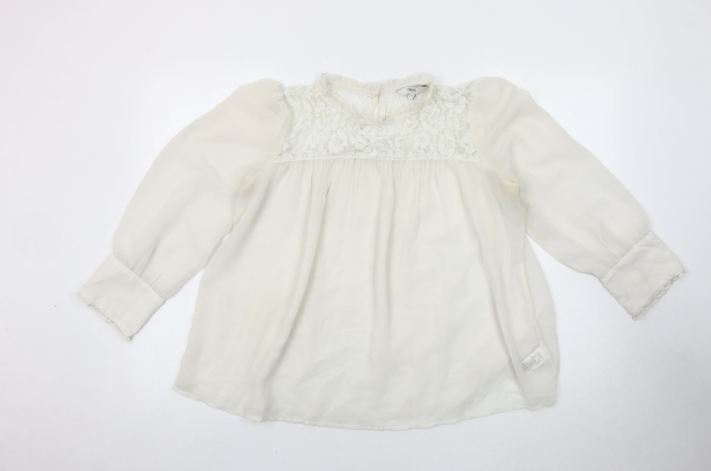 Next Women's White Lace Accent Blouse Size 12