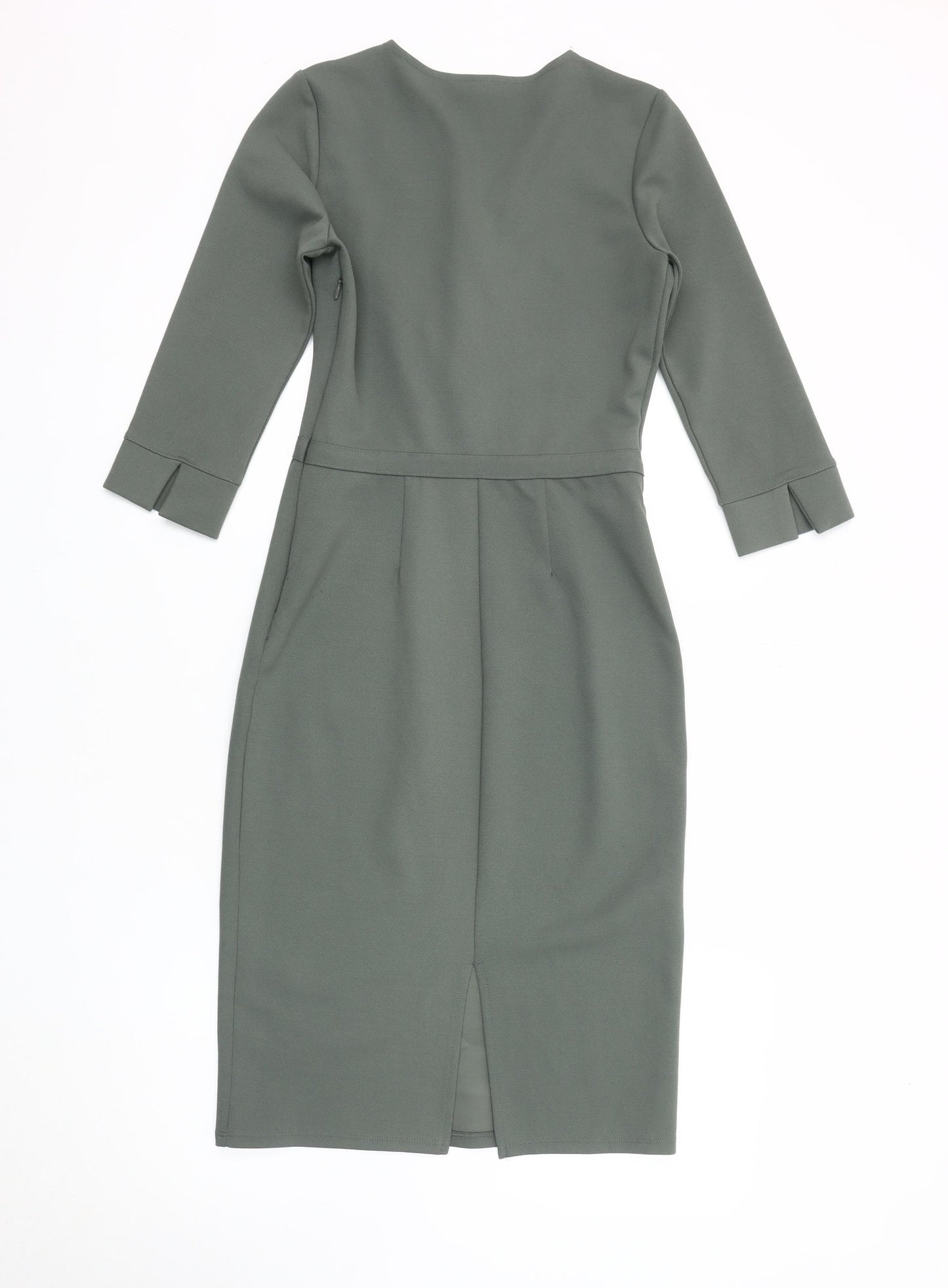 H&M Women's Green Sheath Dress XS - Knee Length V-Neck