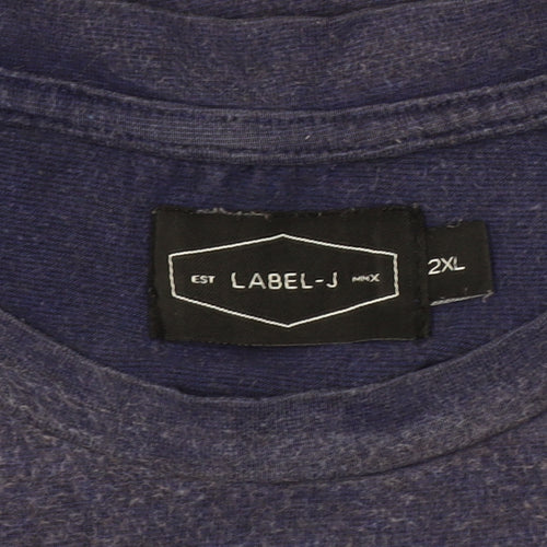Label-J Men's Blue City Graphic Print T-Shirt 2XL