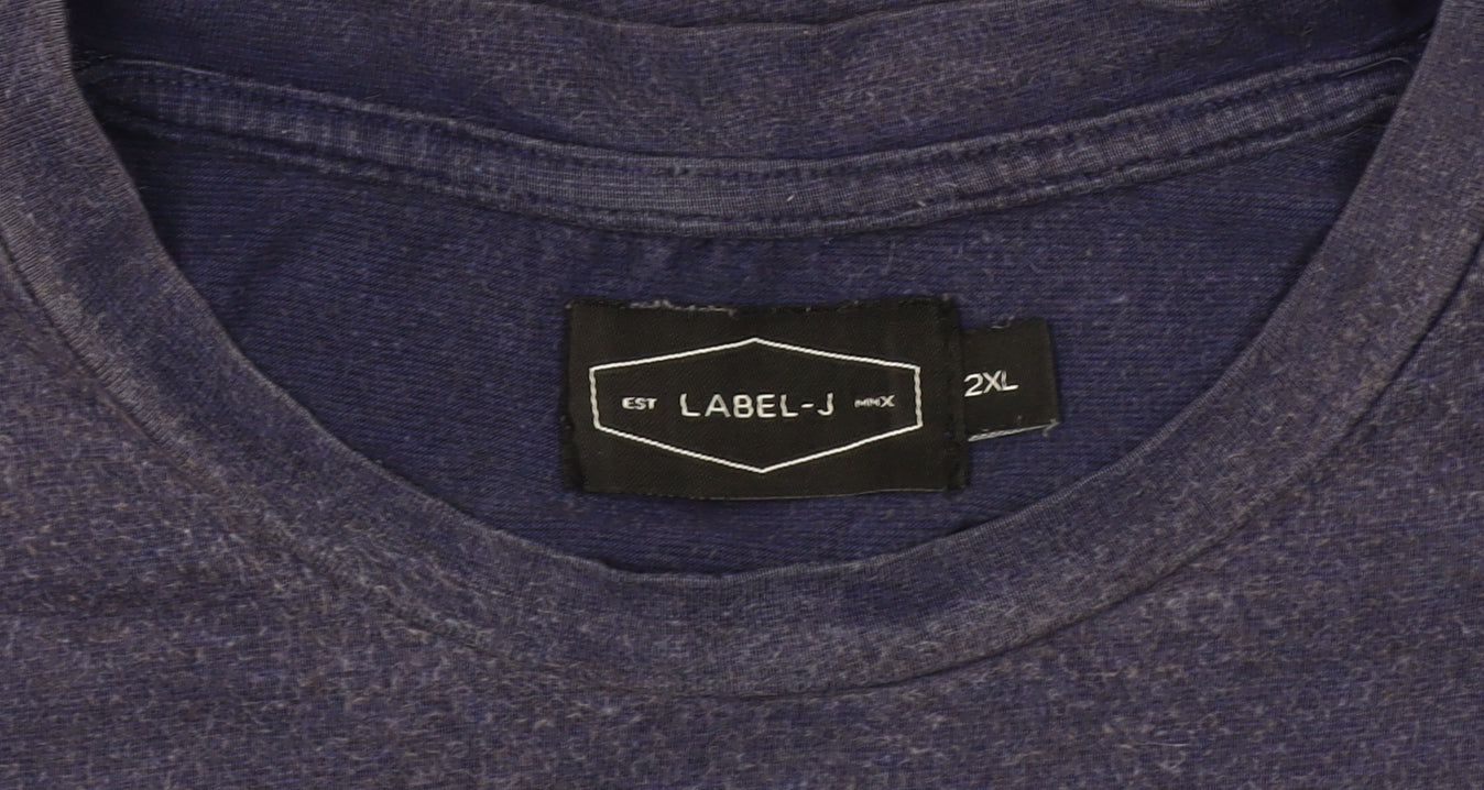 Label-J Men's Blue City Graphic Print T-Shirt 2XL