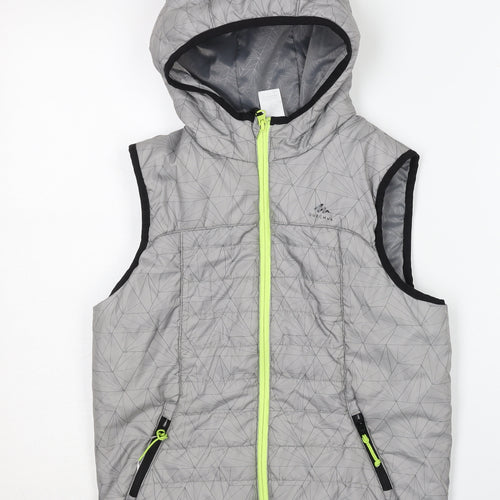 Quechua Boys Grey Puffer Jacket 10-11 Years Lightweight Hooded
