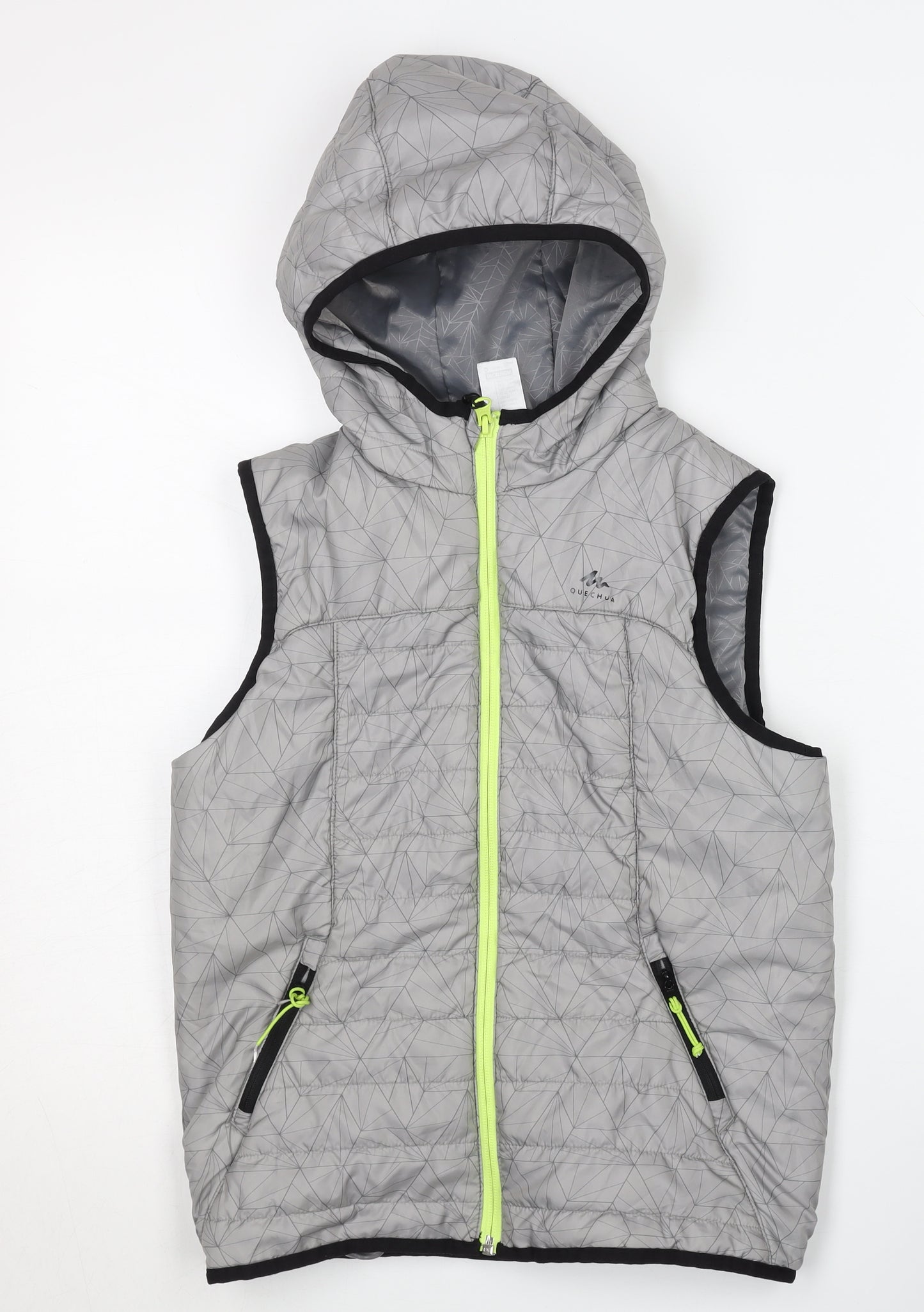 Quechua Boys Grey Puffer Jacket 10-11 Years Lightweight Hooded