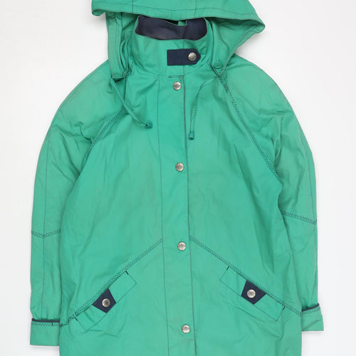 Telemac Women's Green Hooded Rain Coat Jacket S