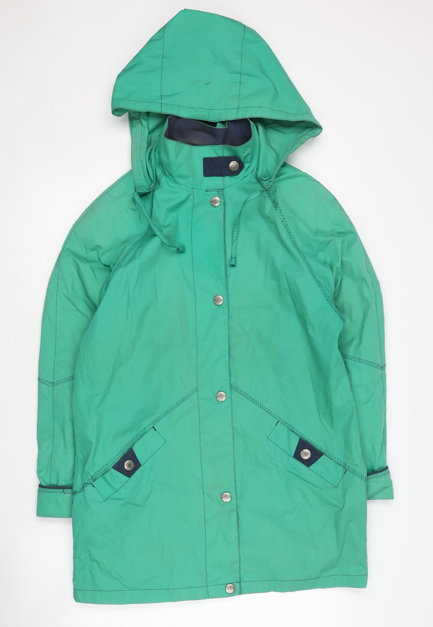 Telemac Women's Green Hooded Rain Coat Jacket S