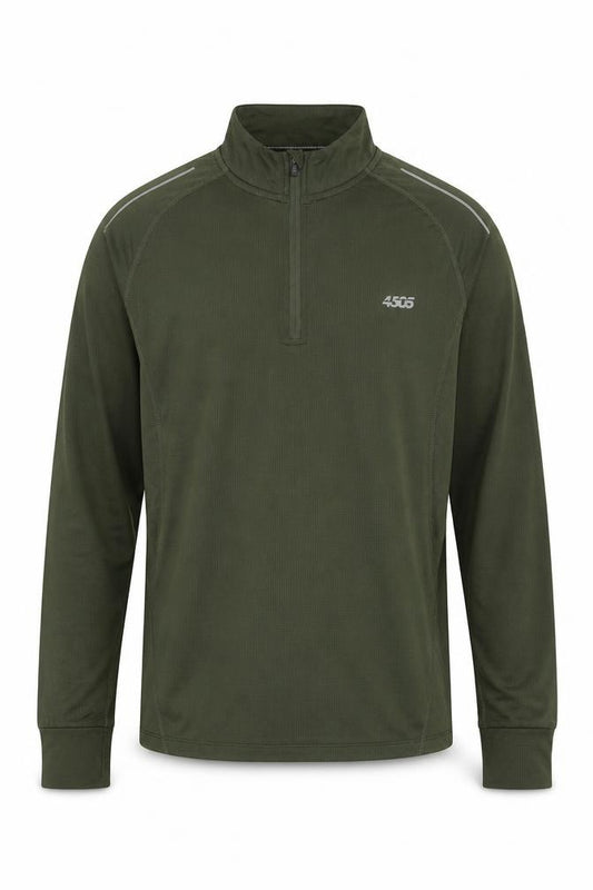 Front view of ASOS Men's Medium Green Long Sleeve 1/4 Zip Pullover