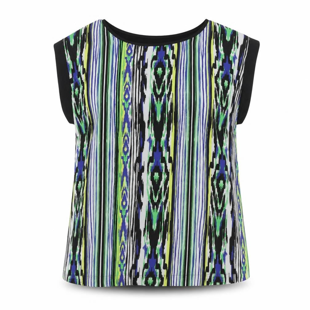 Front view of Linea Women's Multicoloured Geometric Blouse, size 12