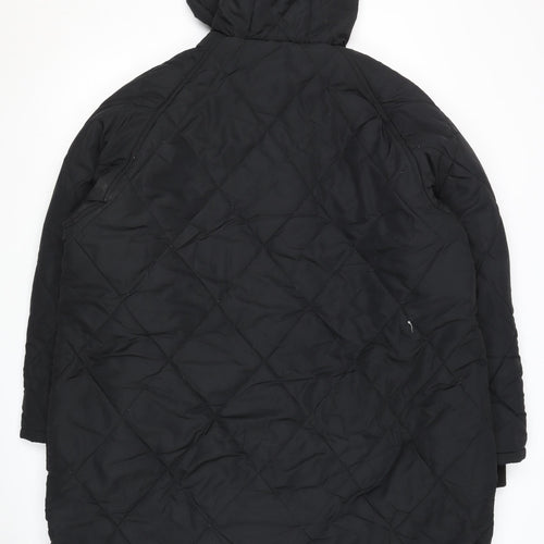Pull & Bear Women's Black XL Quilted Hooded Jacket
