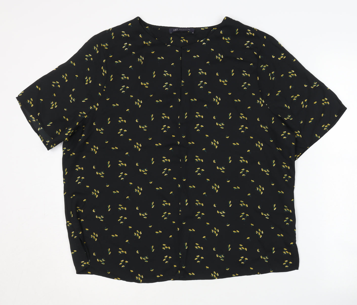 Marks and Spencer Black Floral Blouse, Size 16, Women's