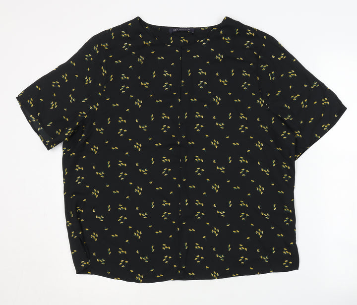 Marks and Spencer Black Floral Blouse, Size 16, Women's