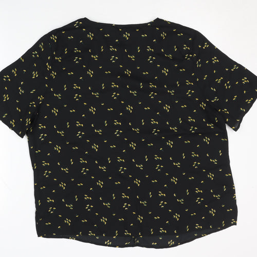 Marks and Spencer Black Floral Blouse, Size 16, Women's