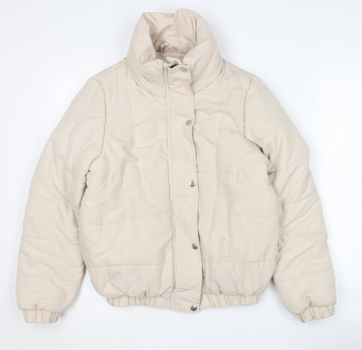 Boohoo Women's Beige Puffer Jacket Size 8