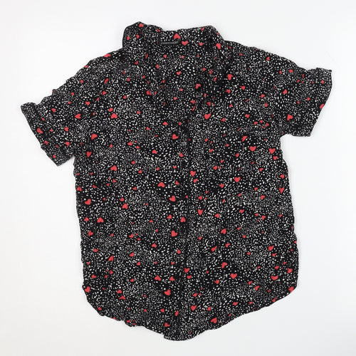 Topshop Women's Black Heart Print Nightshirt UK 6