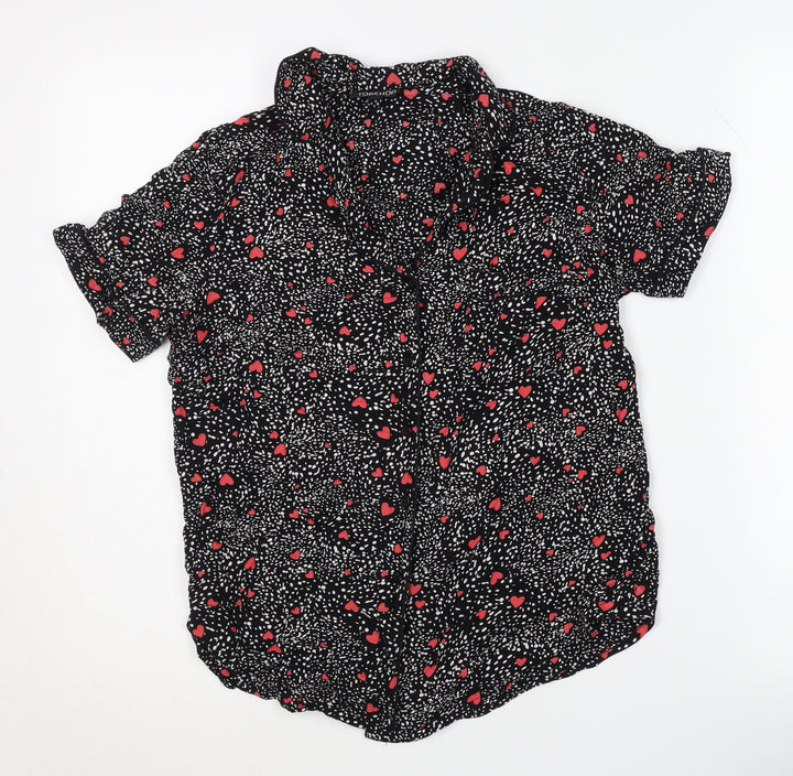 Topshop Women's Black Heart Print Nightshirt UK 6