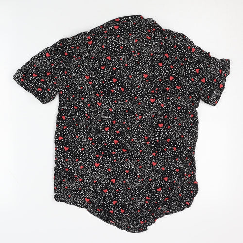 Topshop Women's Black Heart Print Nightshirt UK 6