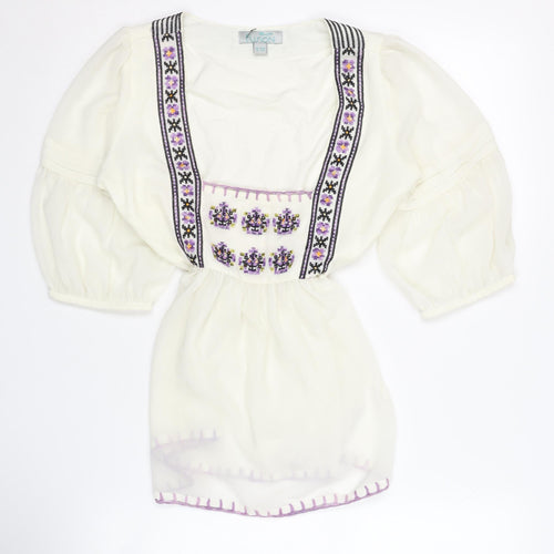 Manson Fusion Women White Embroidered Tunic Size 18