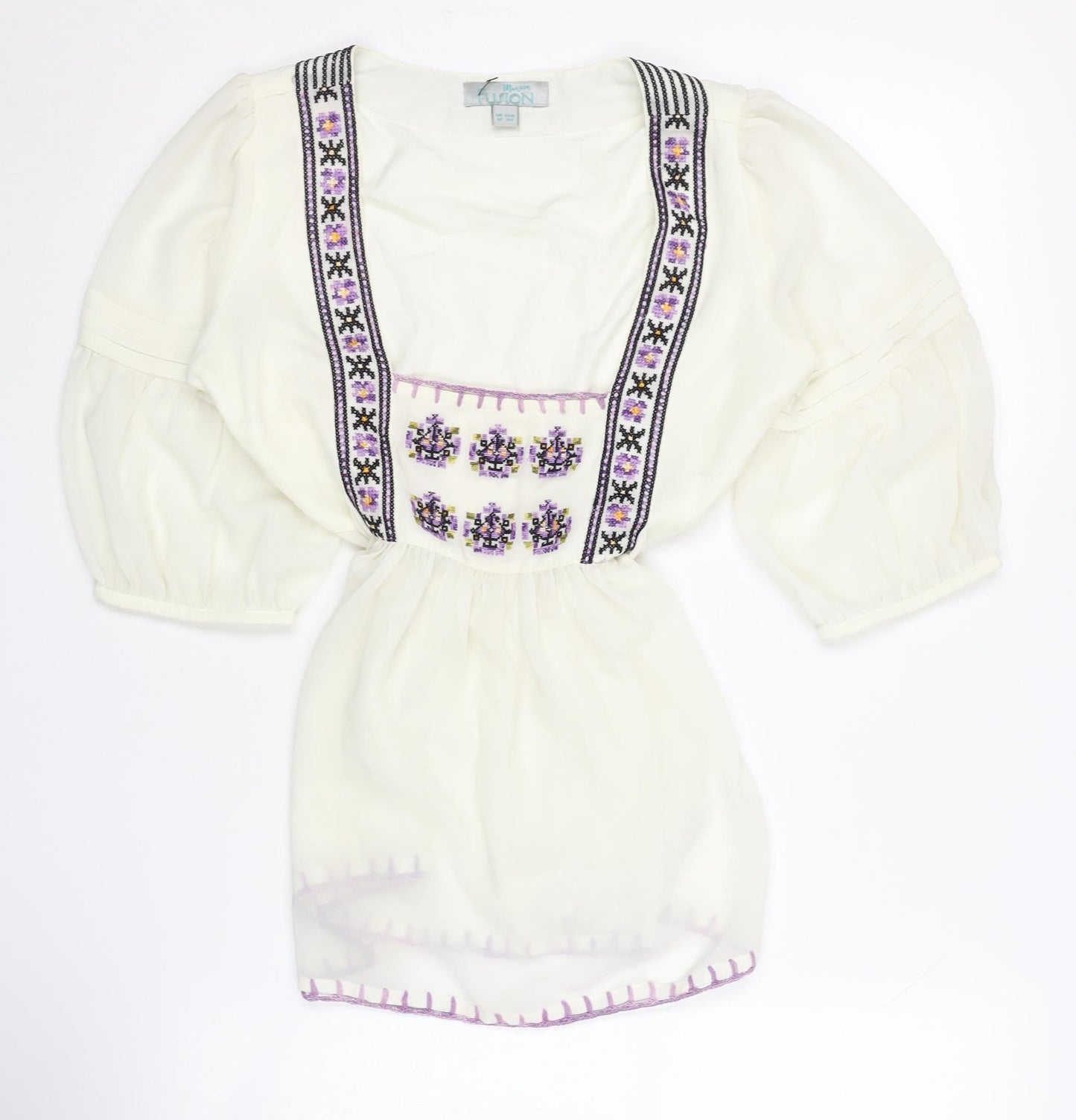 Manson Fusion Women White Embroidered Tunic Size 18