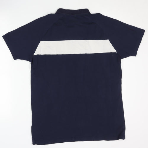 FORAY Men's Blue Colourblock Polo Shirt L
