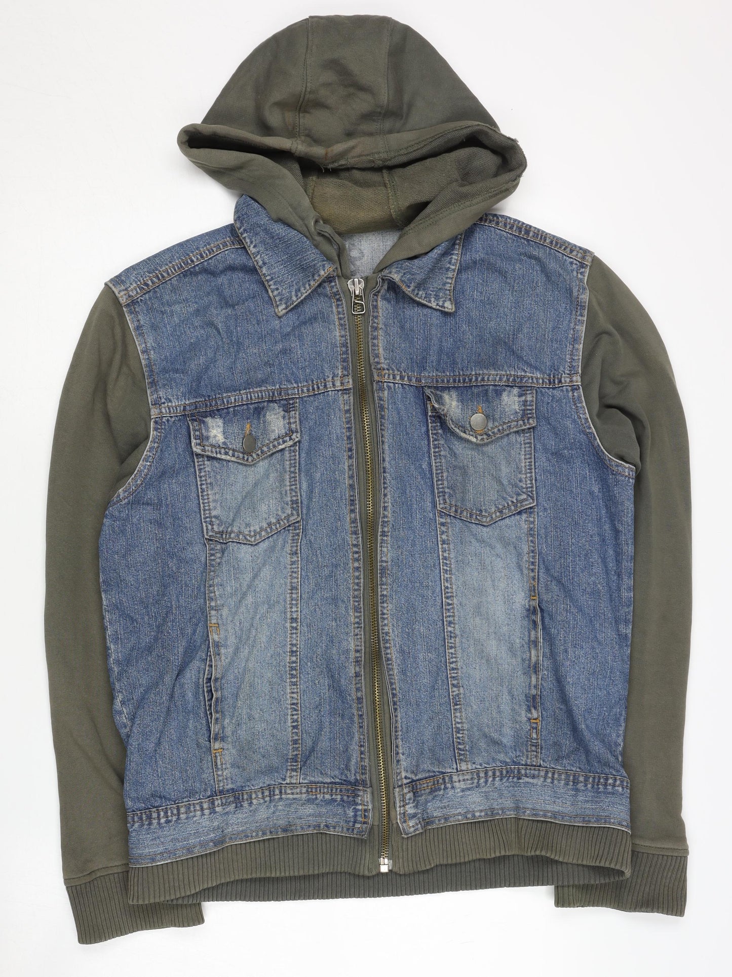 Burton Men's Blue Hooded Denim Jacket, Size L