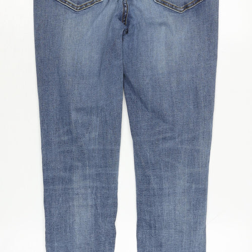 Zara Women's Blue Skinny Jeans - Size 10, Distressed