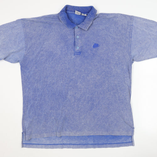 Nike Men's Blue Acid Wash Polo, XL, Short Sleeve
