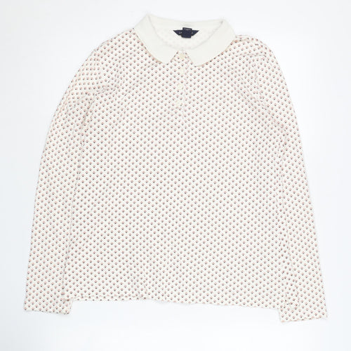 Lands' End Women's White Geometric Blouse, Size S
