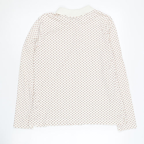 Lands' End Women's White Geometric Blouse, Size S