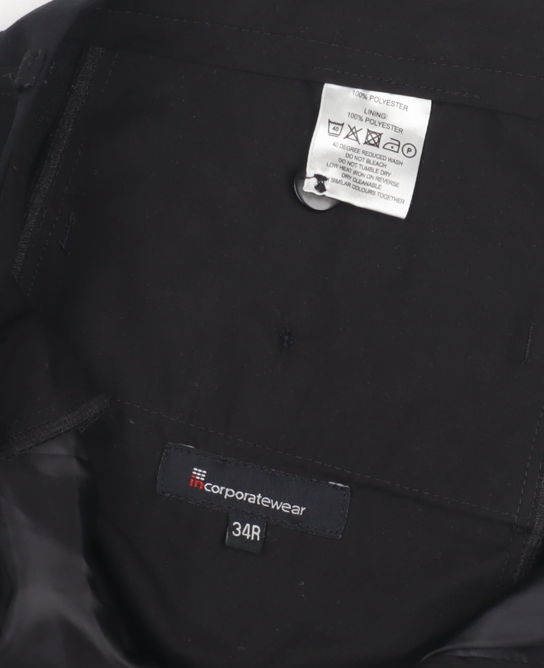 Corporatewear Men's Black Regular Fit Trousers, Size 34