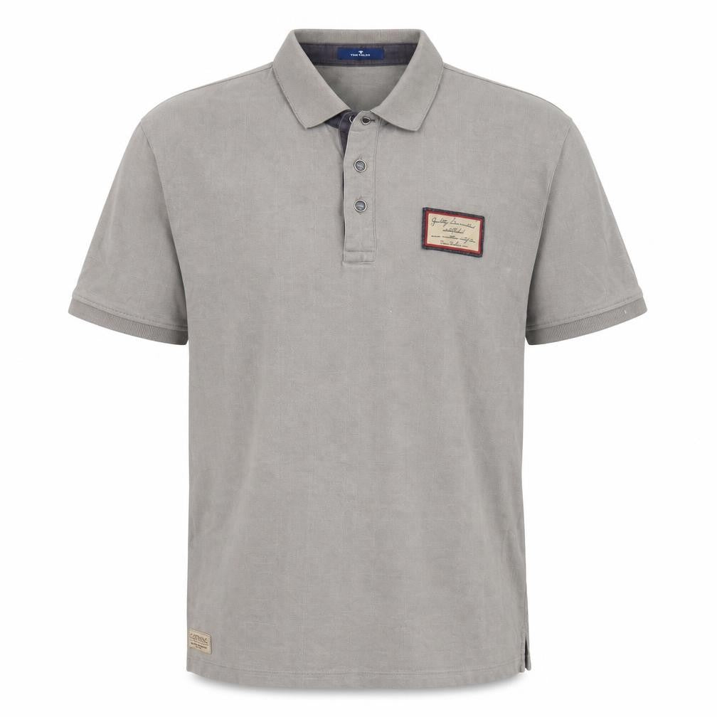 Front view of Tom Tailor Men's Grey Polo Shirt - Medium, Classic Style