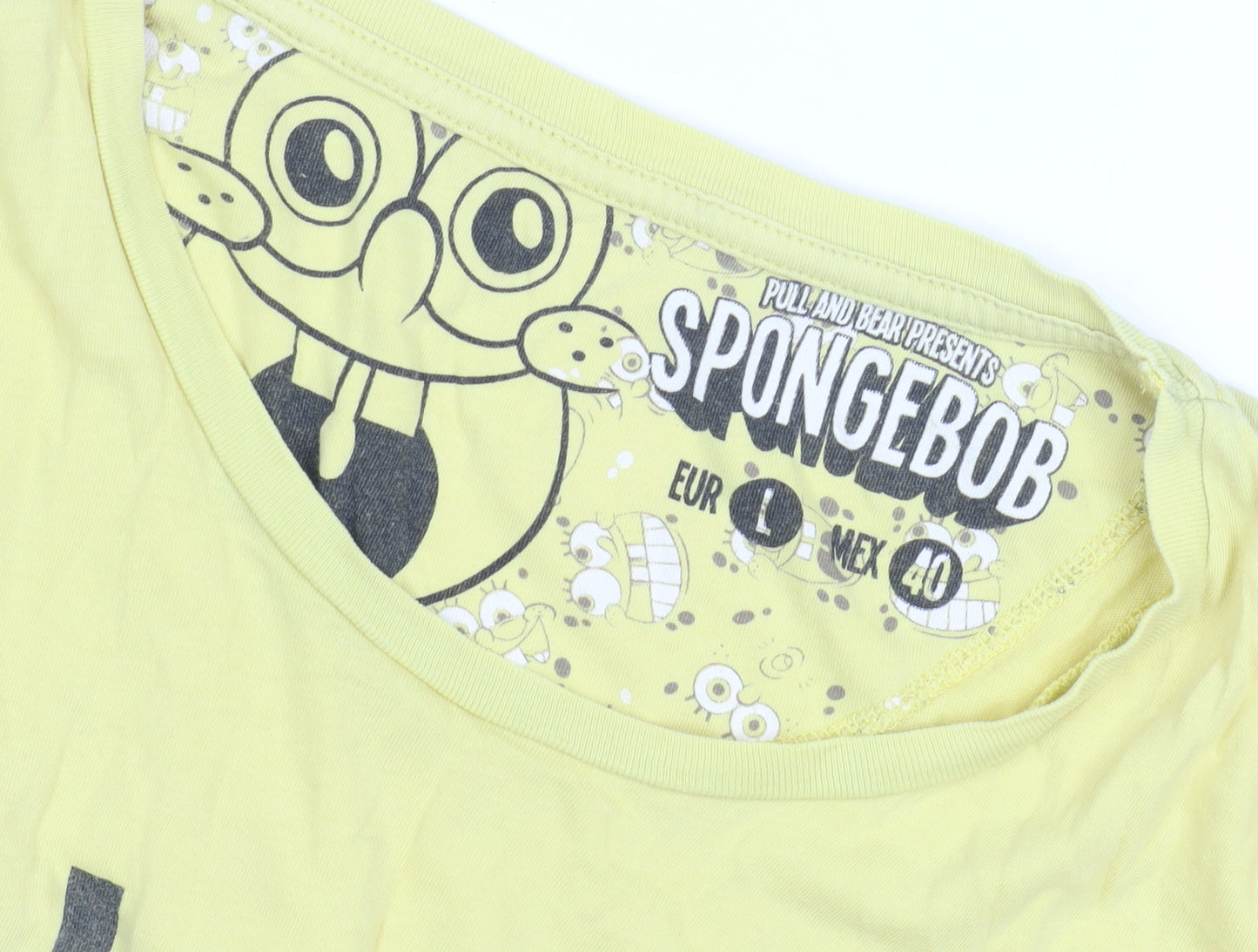Pull and Bear Yellow SpongeBob Men's L T-Shirt