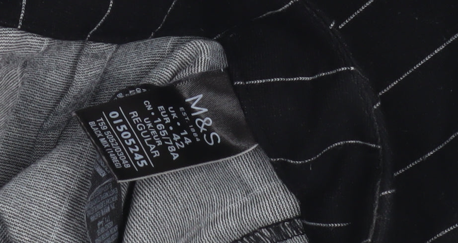Marks and Spencer Women's Black Striped Trousers Size 14