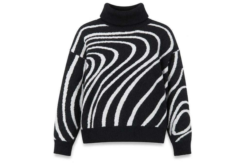 Front view of Klass Women's Black Geometric Roll Neck jumper L