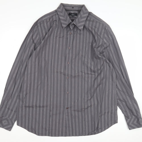 Jeff Banks Men's Grey XL Striped Dress Shirt