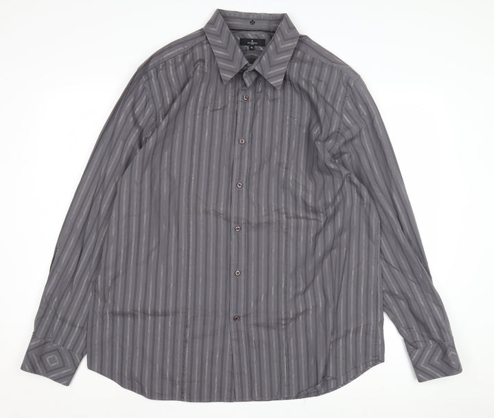Jeff Banks Men's Grey XL Striped Dress Shirt