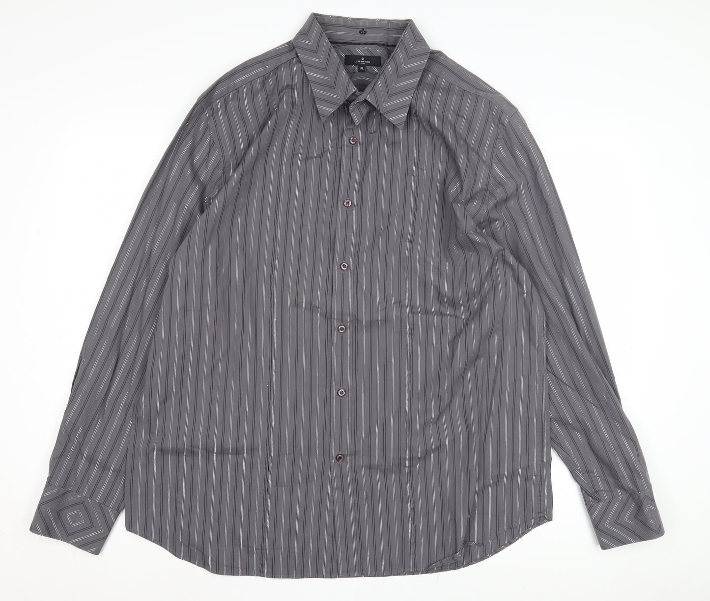 Jeff Banks Men's Grey XL Striped Dress Shirt