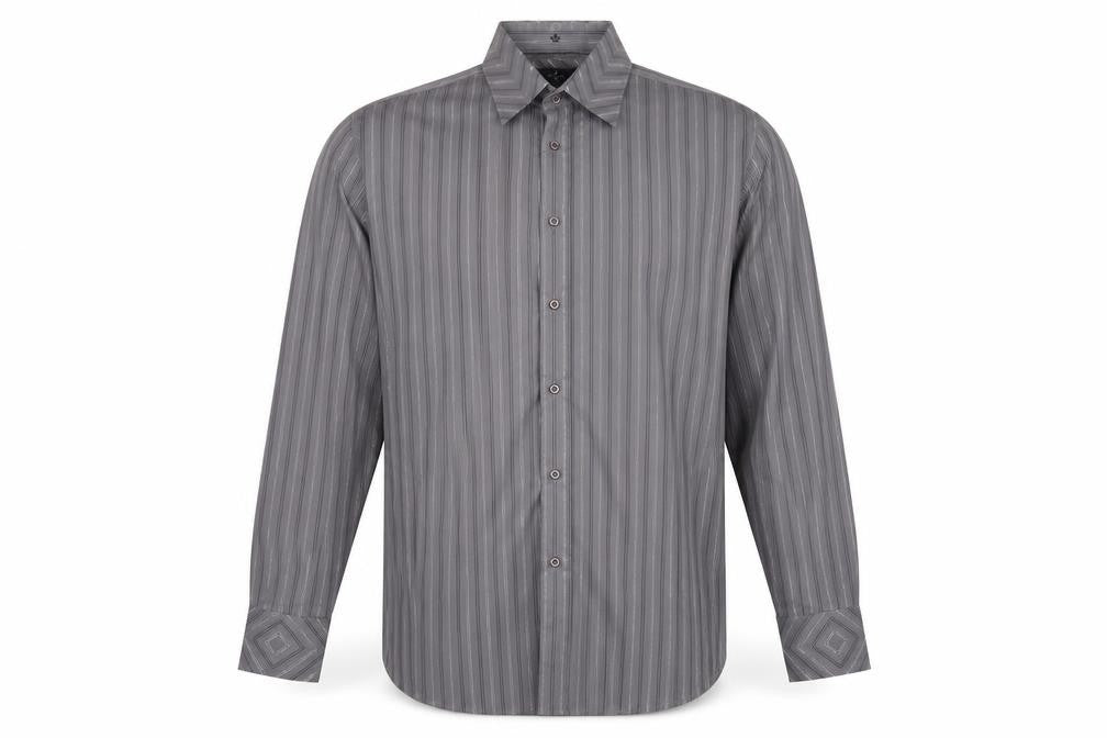 Jeff Banks Men's Grey XL Striped Dress Shirt