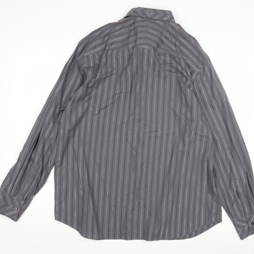 Jeff Banks Men's Grey XL Striped Dress Shirt